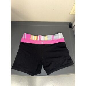Lululemon Reversible Biker Shorts (Size 6?) Pink and Black Logo has flaws